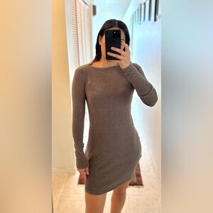 Mango Taupe Ribbed Knit Dress